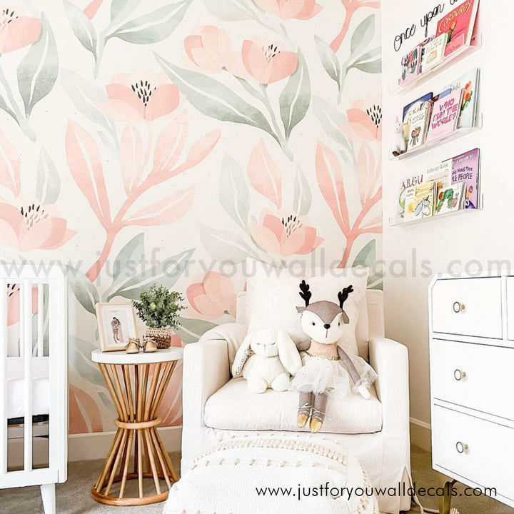 girl nursery floral wallpaper peel and stick 