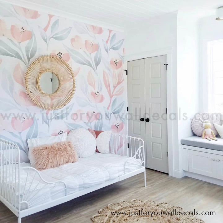 girl nursery floral wallpaper peel and stick 