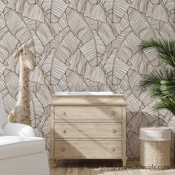 tropical palm leaf peel and stick wallpaper removable