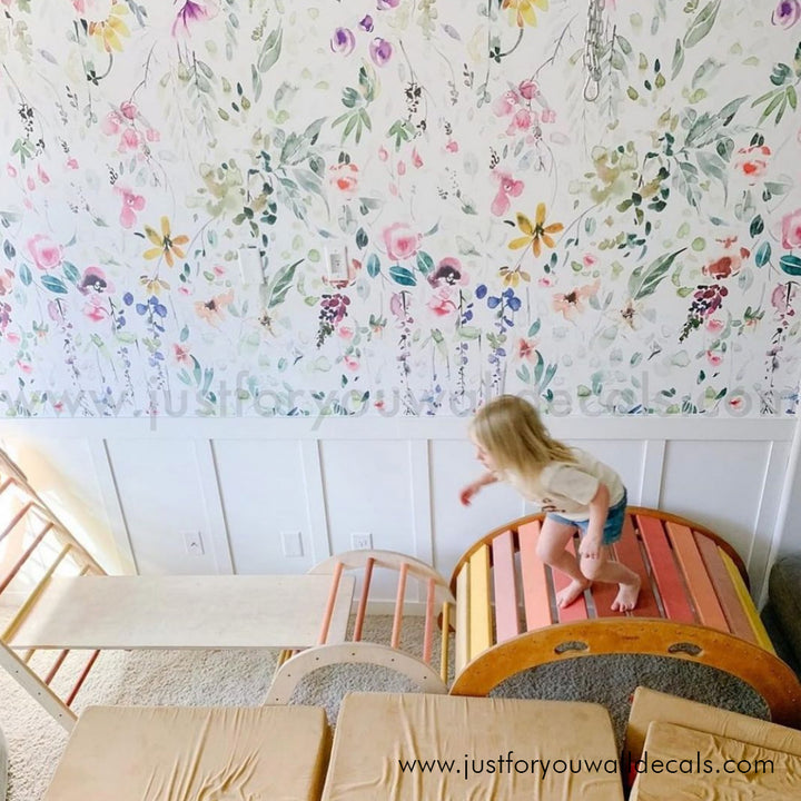 girl nursery floral wallpaper peel and stick