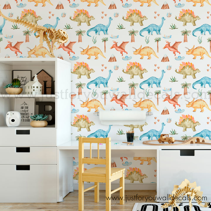 Dino Dinosaur kids wallpaper peel and stick removable