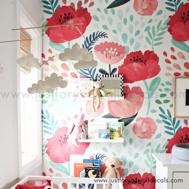 girl nursery floral wallpaper peel and stick 