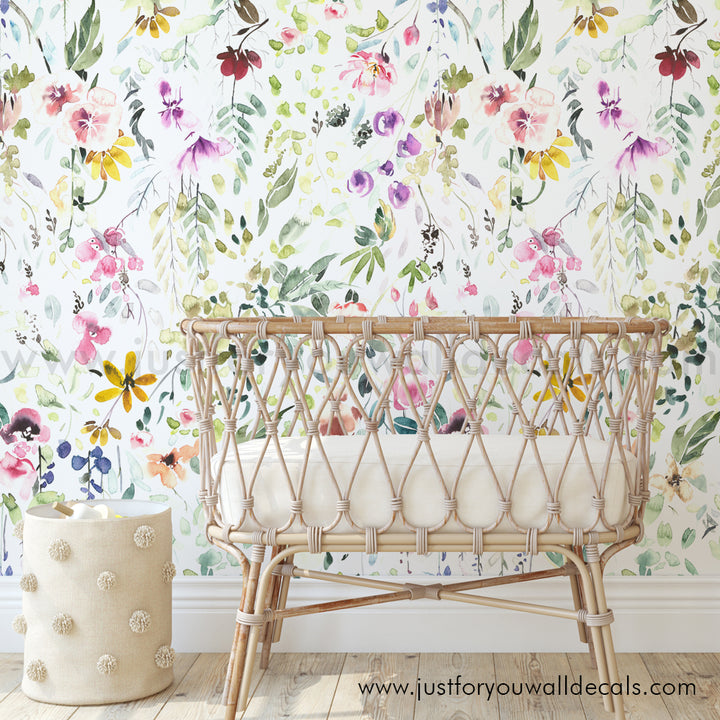 girl nursery floral wallpaper peel and stick