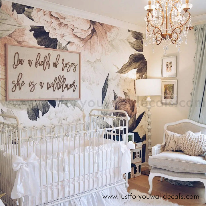 girl nursery floral wallpaper peel and stick