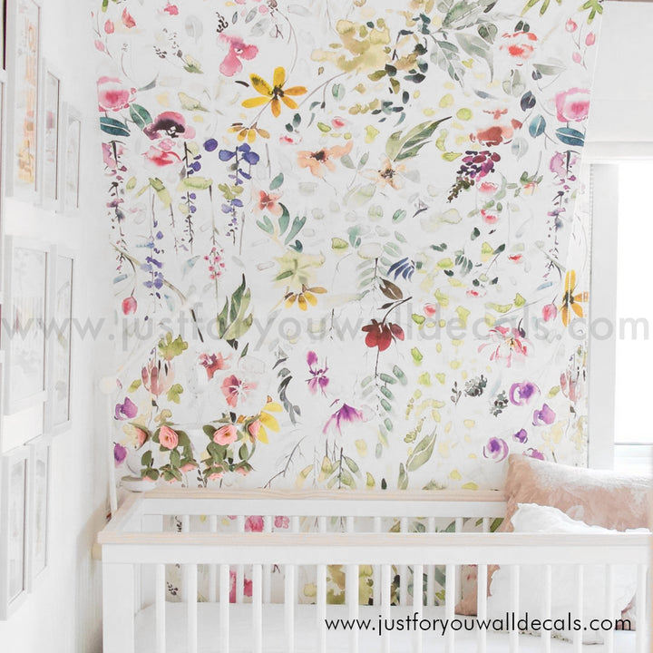 girl nursery floral wallpaper peel and stick