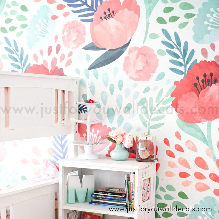 girl nursery floral wallpaper peel and stick 