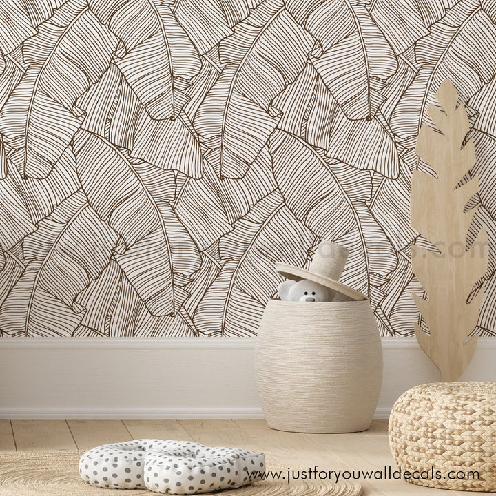 tropical palm leaf peel and stick wallpaper removable