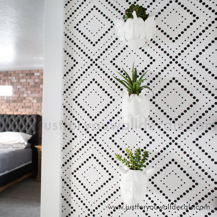 Geometric Diamond Dot Wallpaper, peel and stick, removable wallpaper