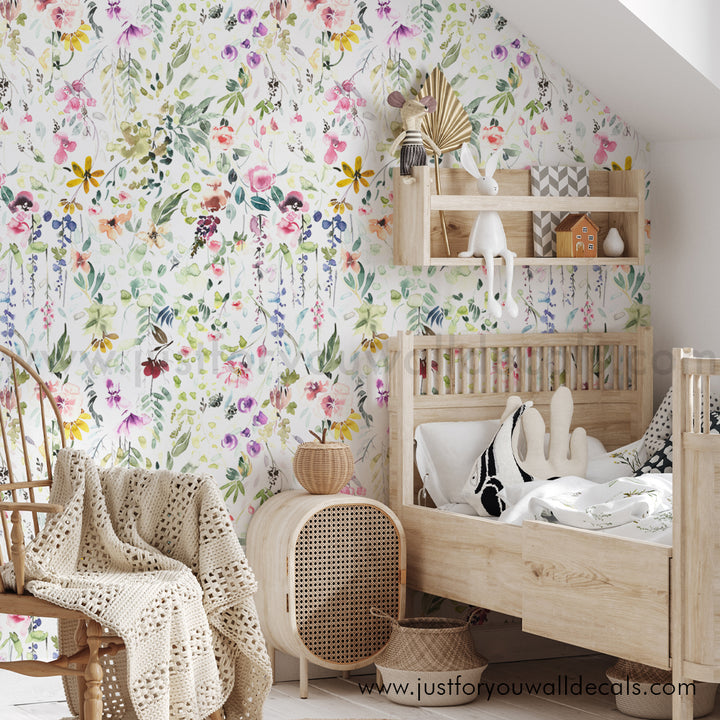 girl nursery floral wallpaper peel and stick