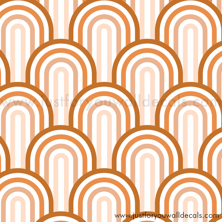 retro rainbow wallpaper, boho wallpaper, peel and stick wallpaper, removable wallpaper, retro wallpaper