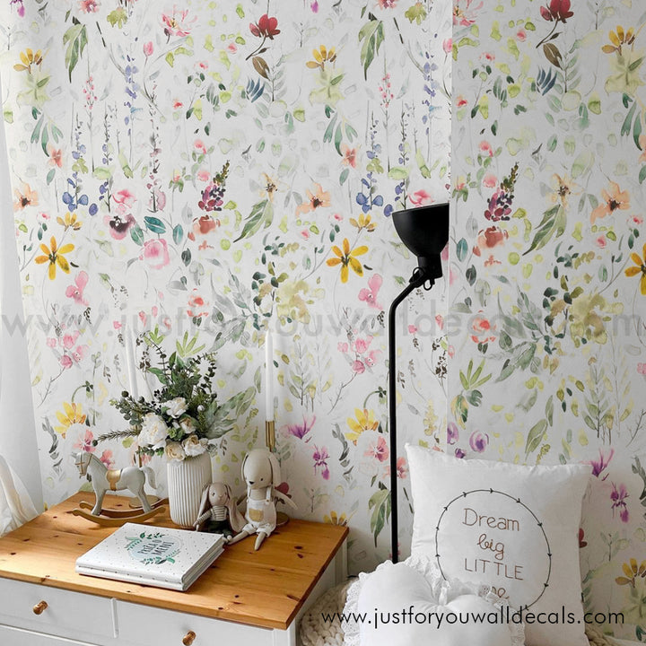 girl nursery floral wallpaper peel and stick