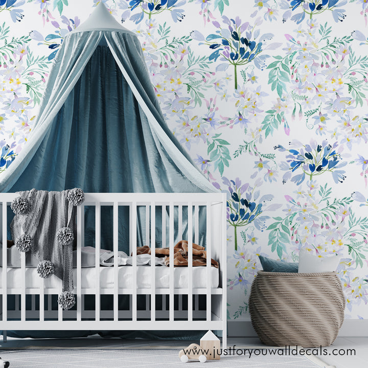 girl nursery floral wallpaper peel and stick 