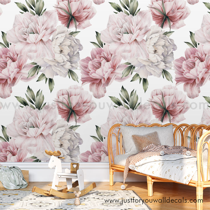 girl nursery floral wallpaper peel and stick 