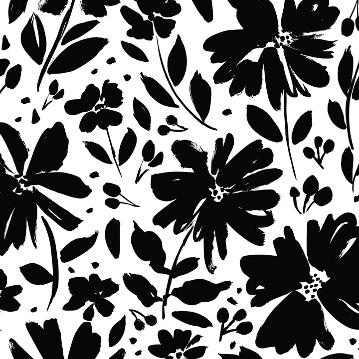 black and white peel and stick floral wallpaper