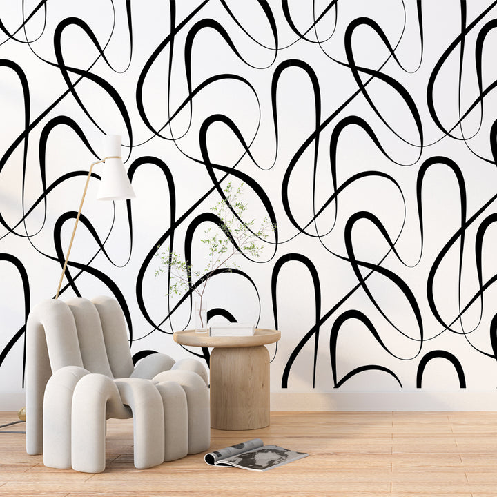 Black and White Wallpaper, Geometric Peel & Stick Wallpaper, Laundry Room Wallpaper, Pattern Wallpaper Peel Stick, Modern Wallpaper 