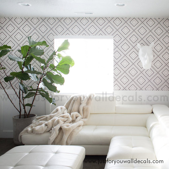 Geometric Diamond Dot Wallpaper, peel and stick, removable wallpaper