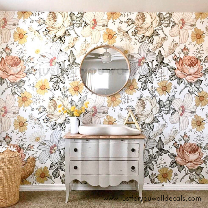 floral wallpaper peel and stick