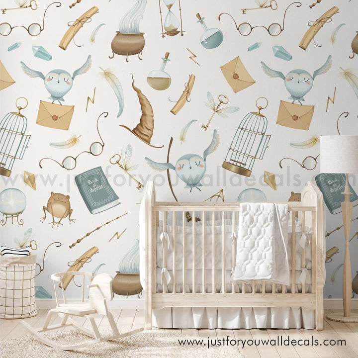 harry potter wallpaper, harry potter peel and stick wallpaper, boy wallpaper, wizard wallpaper, hogwarts wallpaper, harry potter nursery