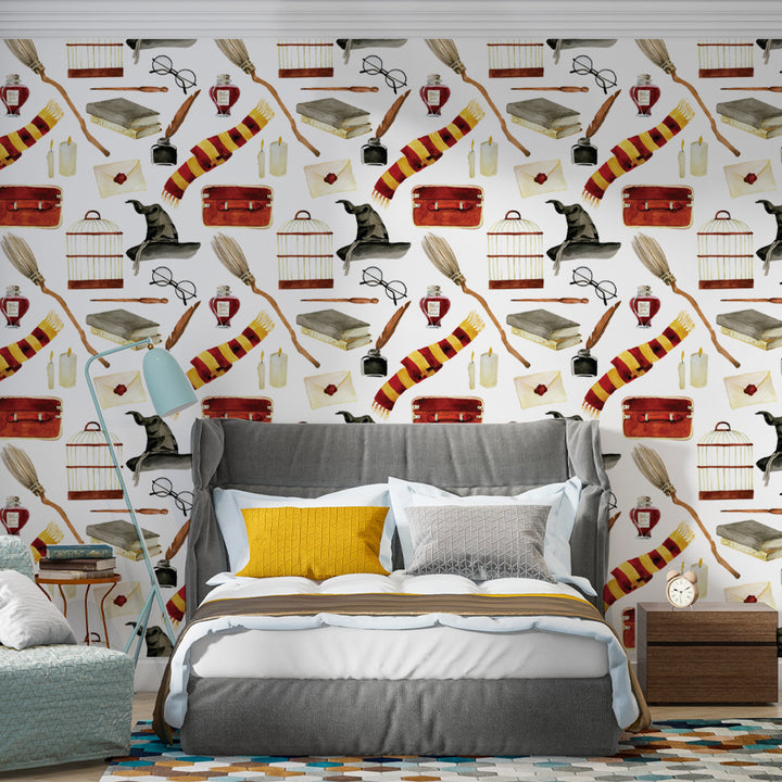 Harry Potter Peel and Stick Wallpaper, Hogwarts Wallpaper, Harry Potter Gryffindors Peel and Stick Removable Wallpaper, Pre-Pasted Wallpaper, Teen Harry Potter Wallpaper