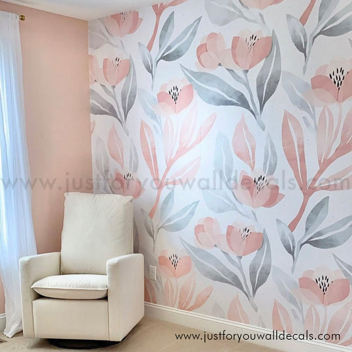 girl nursery floral wallpaper peel and stick 