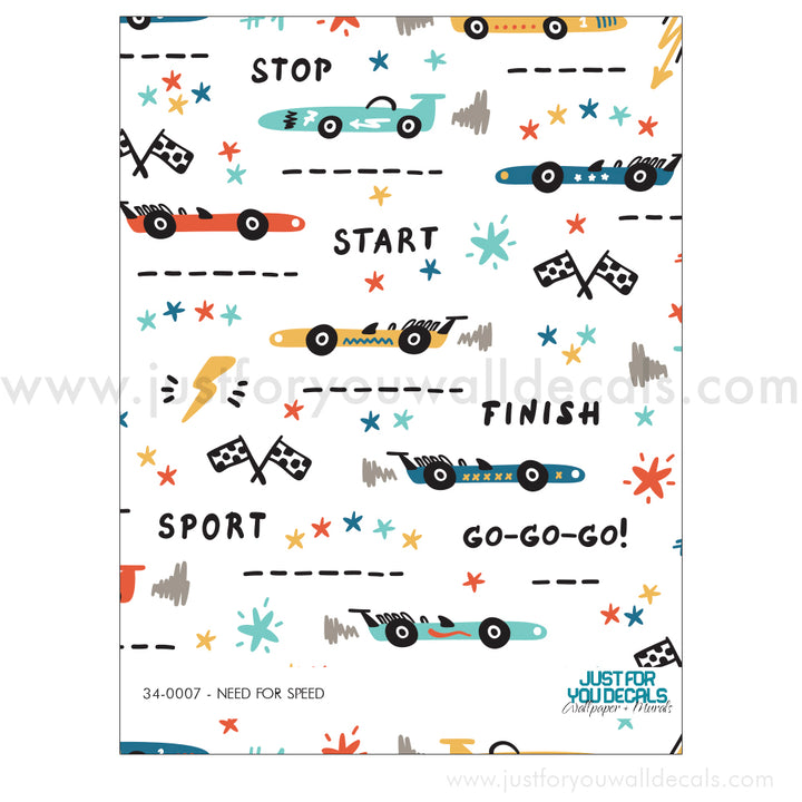 Race car boys room wallpaper peel and stick, pre-pasted wallpaper, removable wallpaper