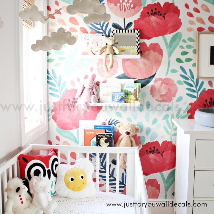 girl nursery floral wallpaper peel and stick 