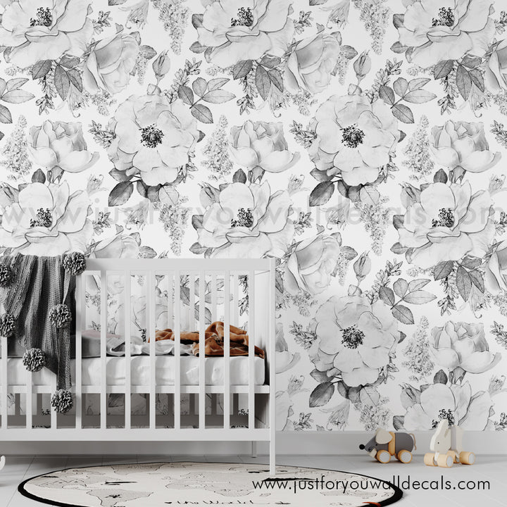 black and white floral wallpaper peel and stick 