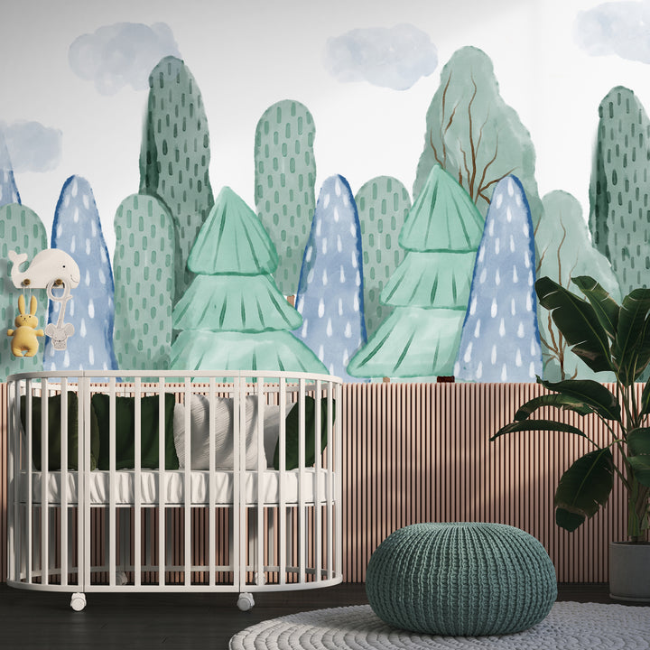 boys room tree nursery wallpaper removable peel and stick