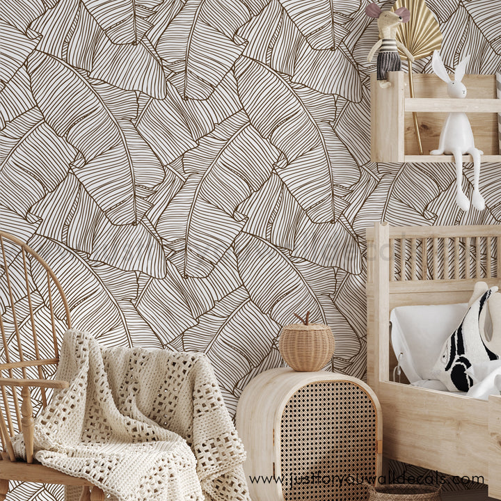 tropical palm leaf peel and stick wallpaper removable