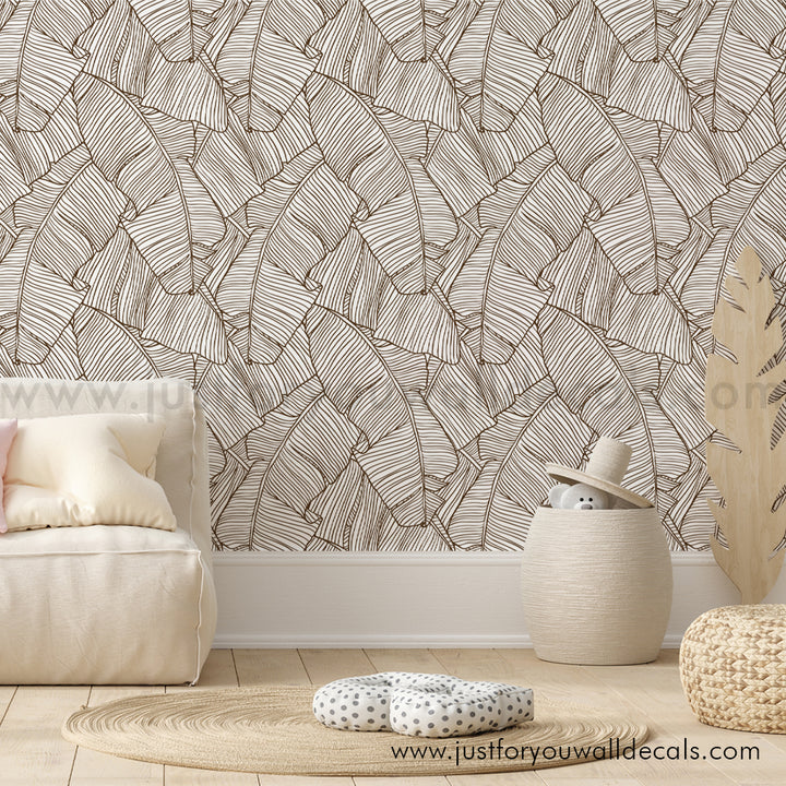 tropical palm leaf peel and stick wallpaper removable