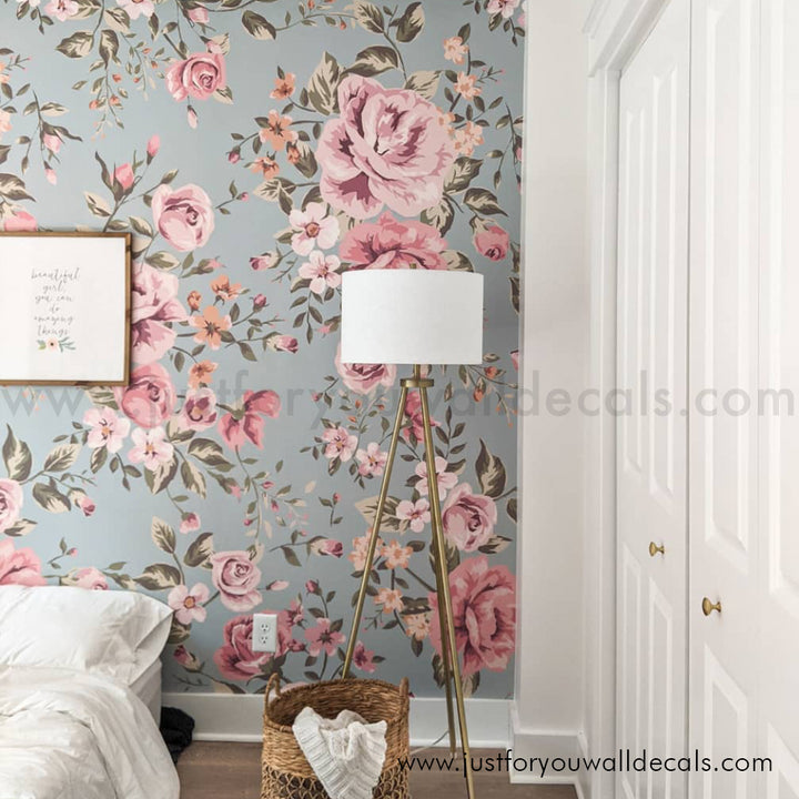 girl nursery room floral wallpaper peel and stick removable