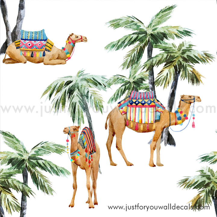 Boho Palm Tree Camel wallpaper peel and stick removable