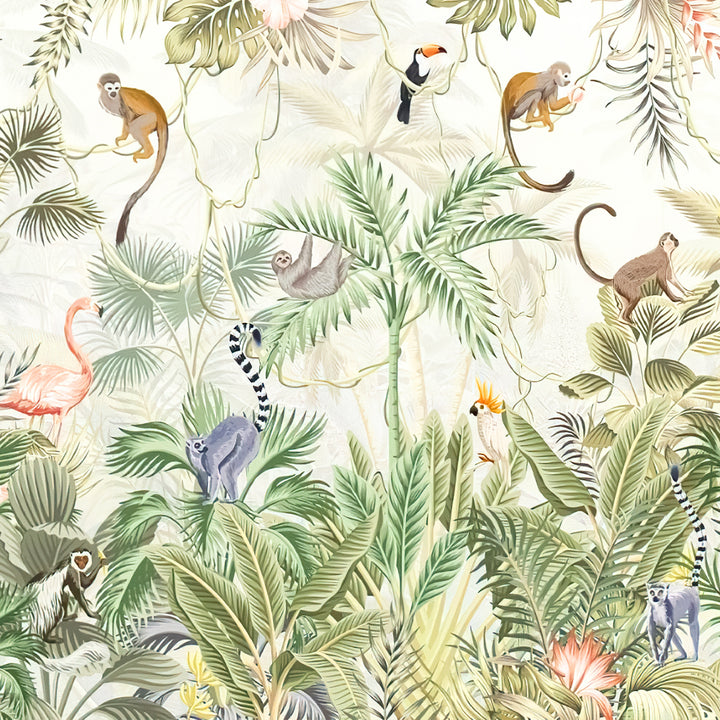 kids nursery safari jungle animal removable peel and stick wallpaper