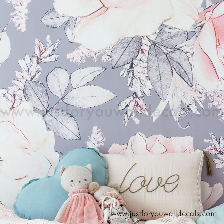 girl nursery floral wallpaper peel and stick