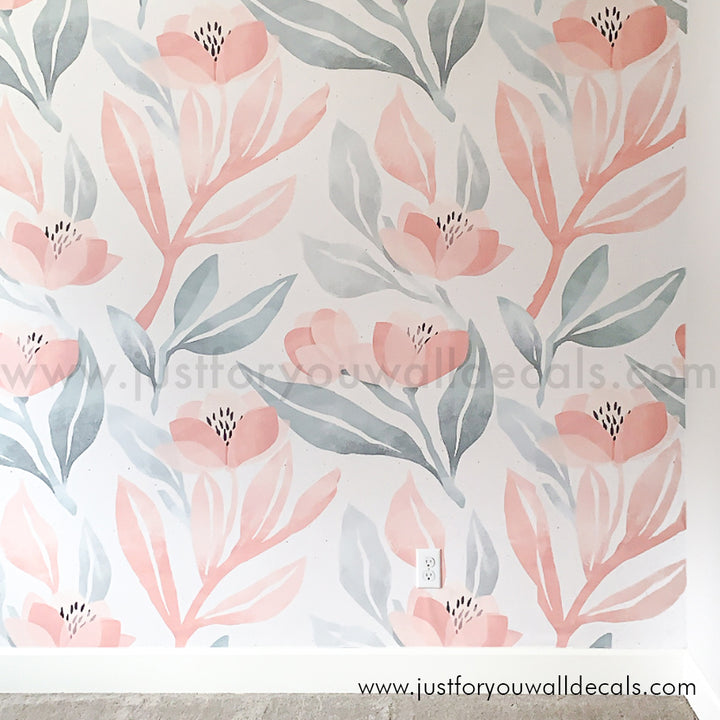 girl nursery floral wallpaper peel and stick 