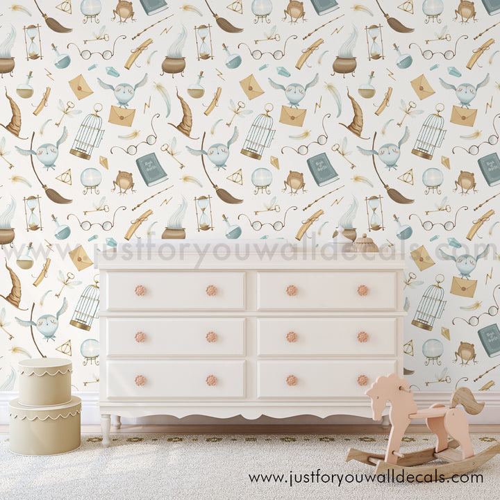 harry potter wallpaper, harry potter peel and stick wallpaper, boy wallpaper, wizard wallpaper, Hogwarts wallpaper, harry potter nursery