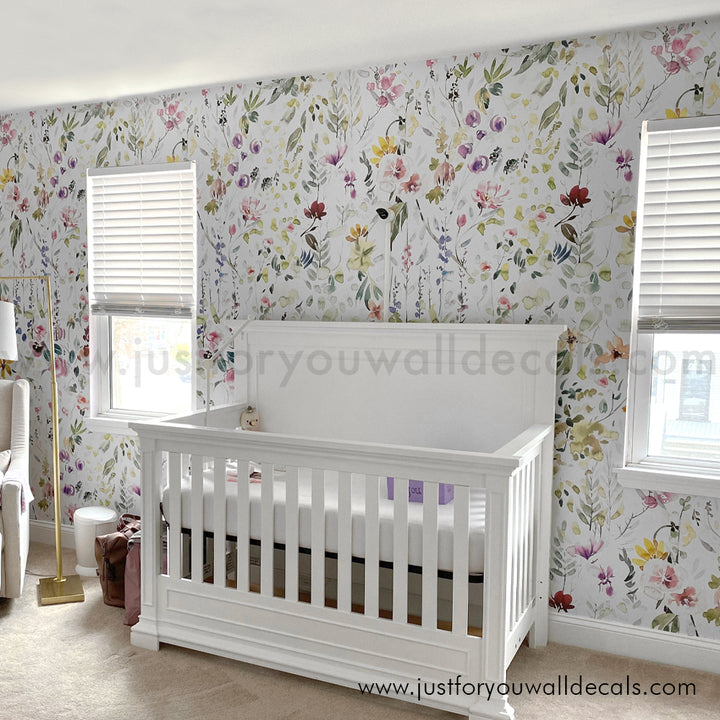 girl nursery floral wallpaper peel and stick