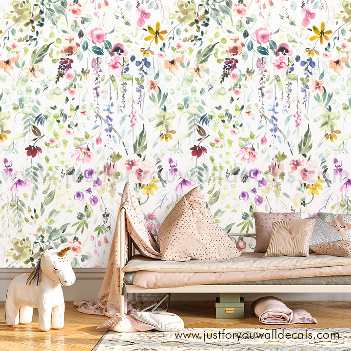 girl nursery floral wallpaper peel and stick