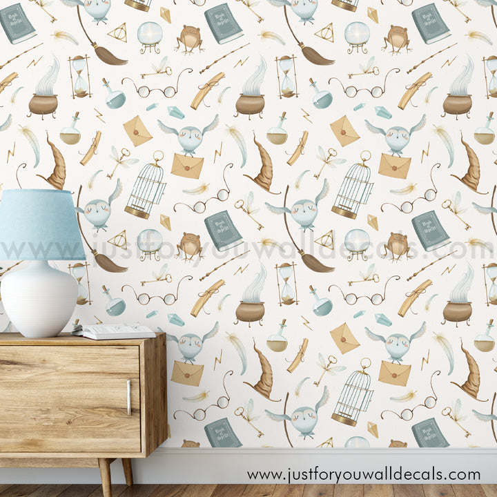 harry potter wallpaper, harry potter peel and stick wallpaper, boy wallpaper, wizard wallpaper, Hogwarts wallpaper, harry potter nursery