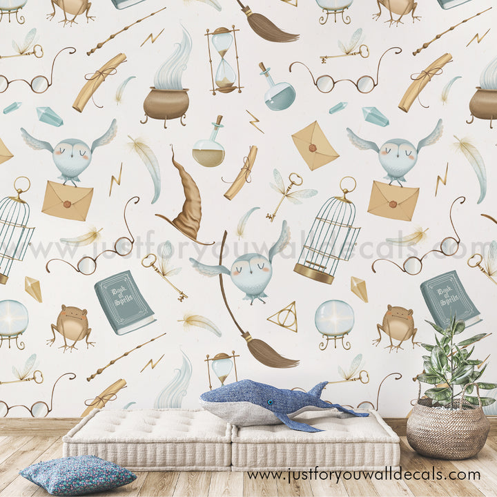 harry potter wallpaper, harry potter peel and stick wallpaper, boy wallpaper, wizard wallpaper, hogwarts wallpaper, harry potter nursery