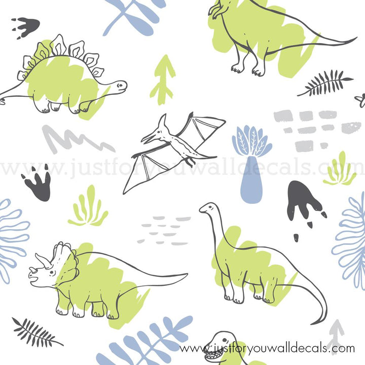 Dinosaur baby boy nursery wallpaper peel and stick removable, kids wallpaper