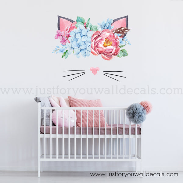 Floral Cat Wall Decal