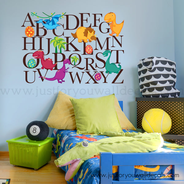 dinosaur alphabet wall decal