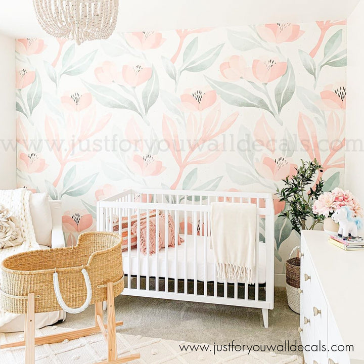 girl nursery floral wallpaper peel and stick 