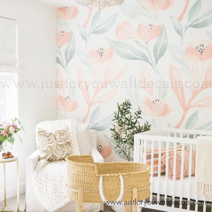 girl nursery floral wallpaper peel and stick 