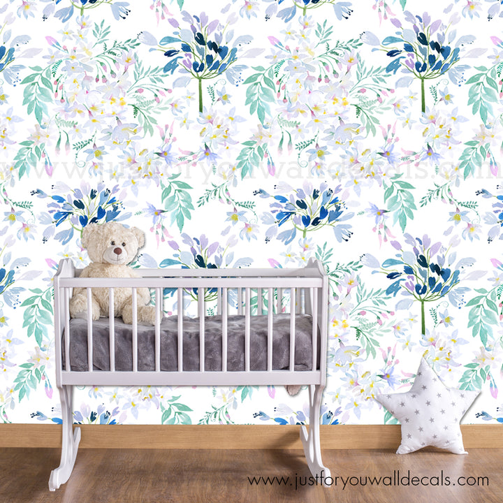 girl nursery floral wallpaper peel and stick 