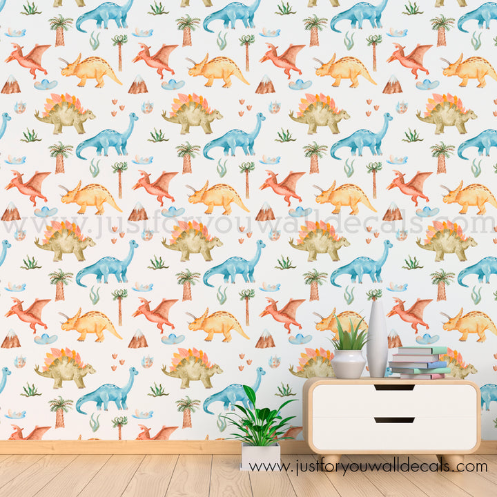 Dino Dinosaur kids wallpaper peel and stick removable