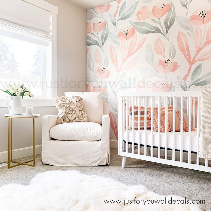 girl nursery floral wallpaper peel and stick 