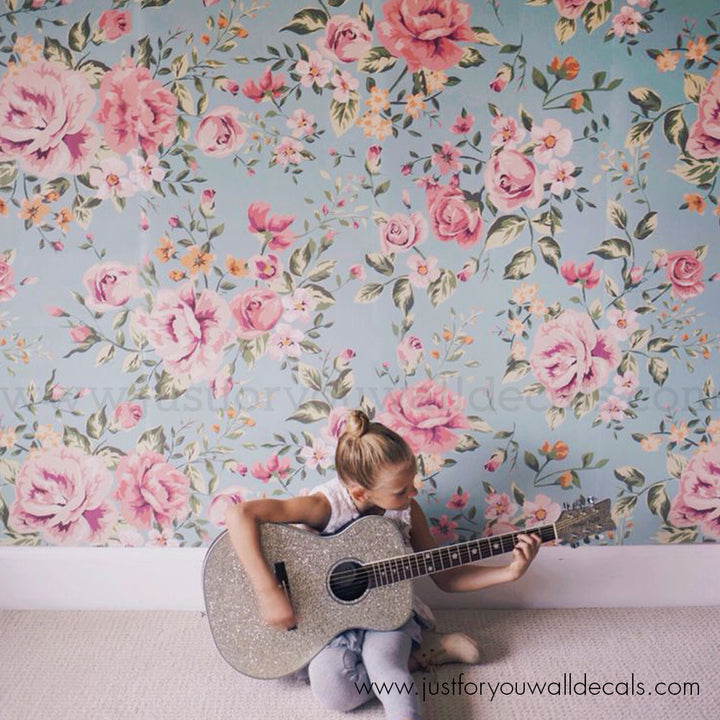 girl nursery room floral wallpaper peel and stick removable