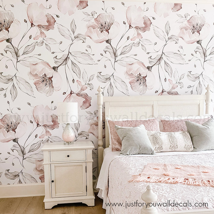 girl nursery floral wallpaper peel and stick